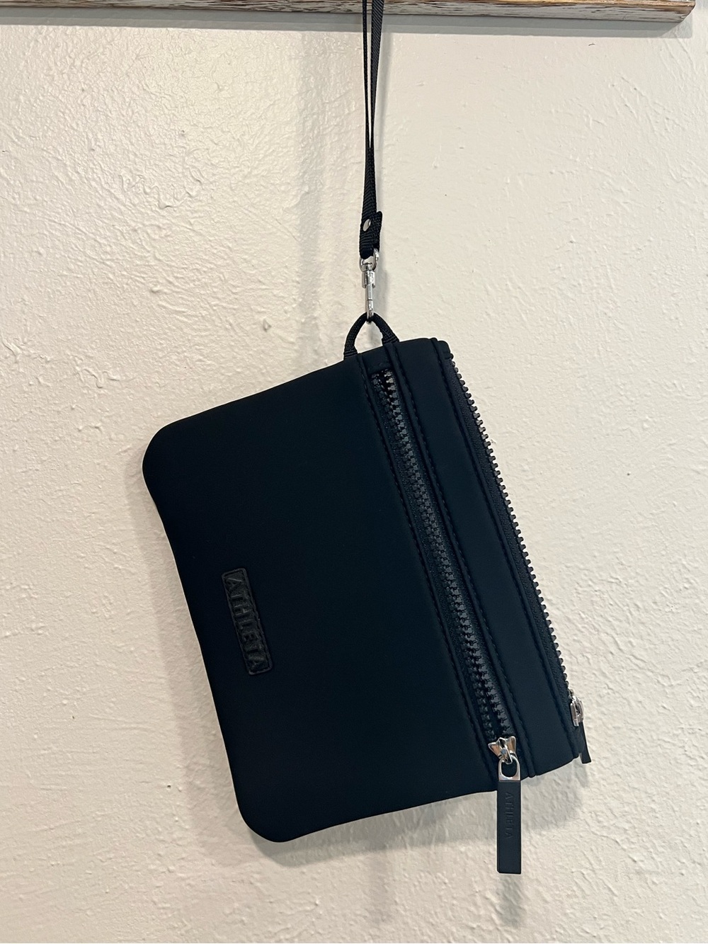 Athleta Black Double-Zip Wristlet Clutch